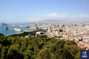Vista tomada desde castillo de Gibralfaro del puerto de Málaga