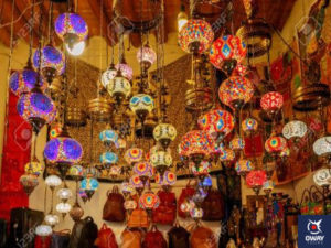 Lamps in a handicraft store (Granada, Spain)
