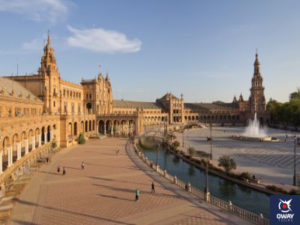 Enjoy the incredible Plaza de España, Seville from the tourist bus "Bus through Seville and Triana".