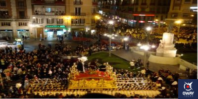 Procession through one of the streets of Malaga