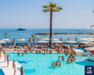 Swimming pool at the Ocean Club beachfront in Marbella