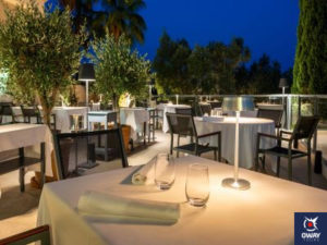 Dining on the surface of a lake in Marbella