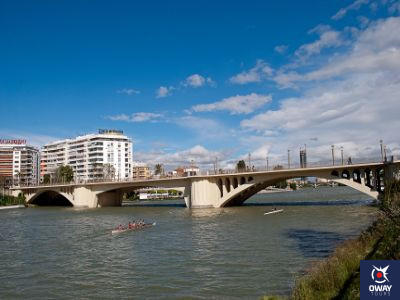 Increíble panorámica del Puente de San Telmo en Sevilla